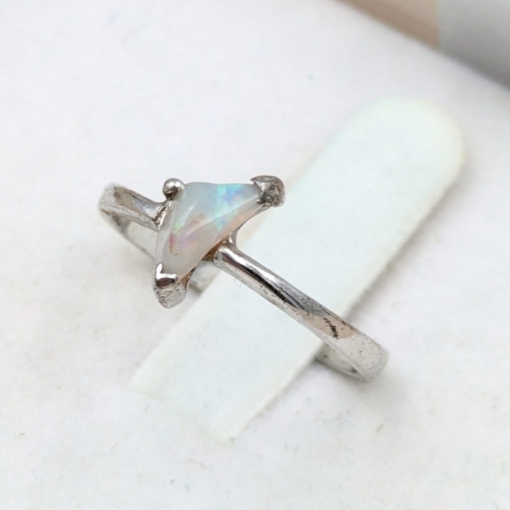Artisan rough opal 925 sterling silver ring